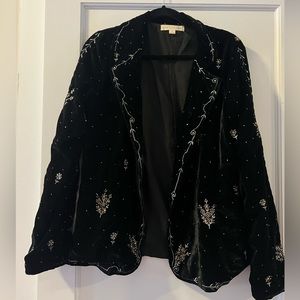 Black velvet beaded blazer, size medium, VICI